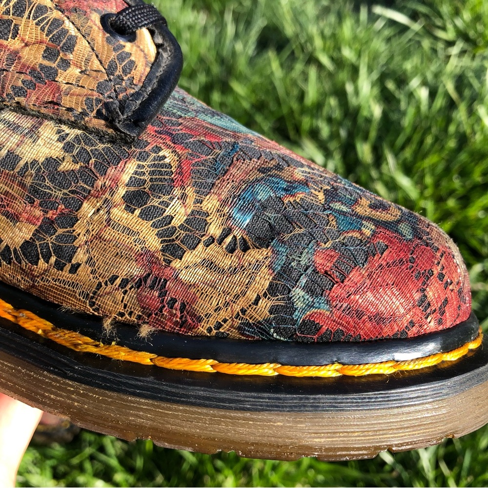 Rare 80s Dr. Martens 14 Eye Rainbow Paisley Lace Boots - Picture 11 of 16